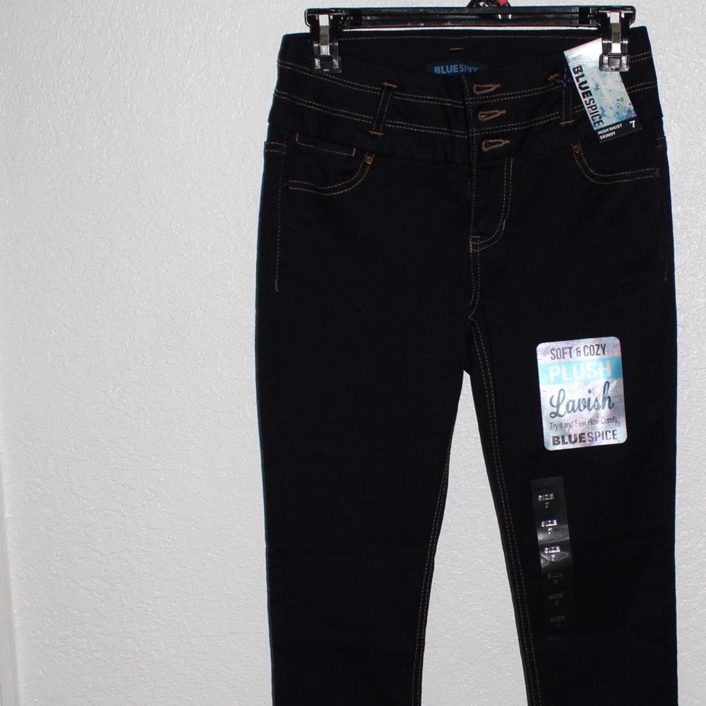 Blue spice triple stack skinny jeans